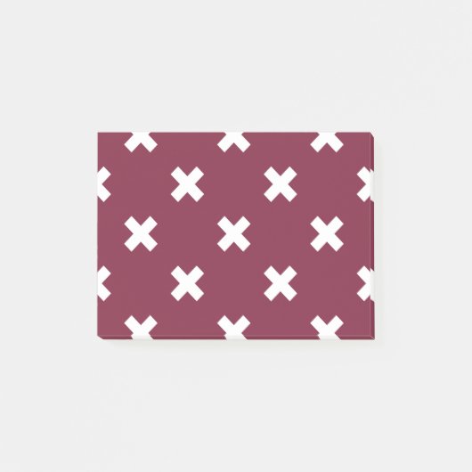 Weiße Kreuzstiche auf Maulbeeren Post-it Klebezettel (Vorderseite)