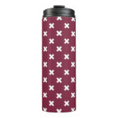 Weiße Kreuzstiche auf Maulbeeren Thermosbecher (Vorderseite)