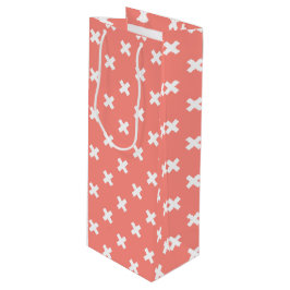 Weiße Kreuzstiche auf Pfirsich Geschenktüte Für Weinflaschen