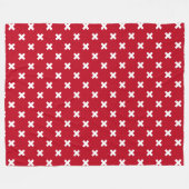 Weiße Kreuzstiche auf Rot Fleecedecke (Vorderseite (Horizontal))