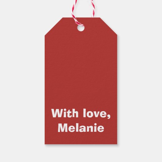 Weiße Kreuzstiche auf Rot Geschenkanhänger (Rückseite)