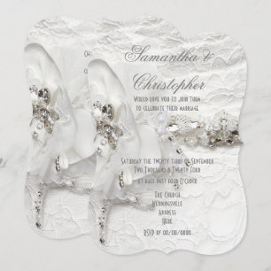 Weiße Kristall-Diamant-Brautkleid-Hochzeit Einladung