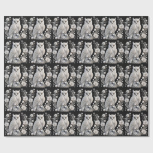 Weiße Kristall-Perlen-Eule Geschenkpapier