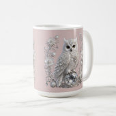 Weiße Kristall-Perlen-Eule Kaffeetasse (VorderseiteRechts)