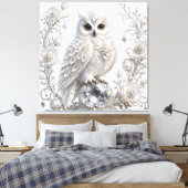 Weiße Kristall-Perlen-Eule Leinwanddruck (Insitu (Schlafzimmer))
