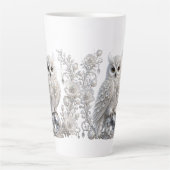 Weiße Kristall-Perlen-Eule Milchtasse (Vorderseite)