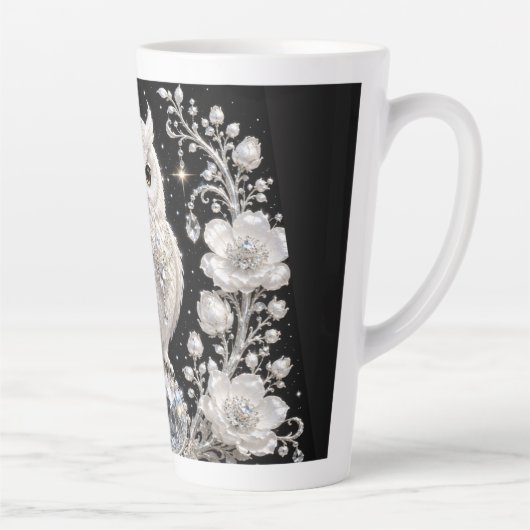 Weiße Kristall-Perlen-Eule Milchtasse (Rechts)