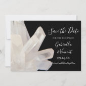 Weiße Kristalle auf schwarzen Hochzeiten speichern Save The Date (Vorderseite)