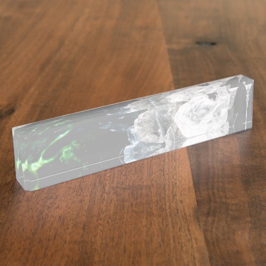 Weiße Kristalle im Schwarzen Weltraum Namensplakette (Seite)