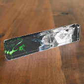 Weiße Kristalle im Schwarzen Weltraum Namensplakette (Seite)