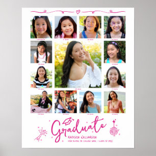 Weiße Kritzeleien für Foto-Collage zum rosa Schula Poster