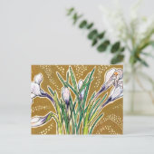 Weiße Krokusse Gartenblumen Botanische Blumenkunst Postkarte (Stehend Vorderseite)