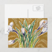 Weiße Krokusse Gartenblumen Botanische Blumenkunst Postkarte (Vorne/Hinten)