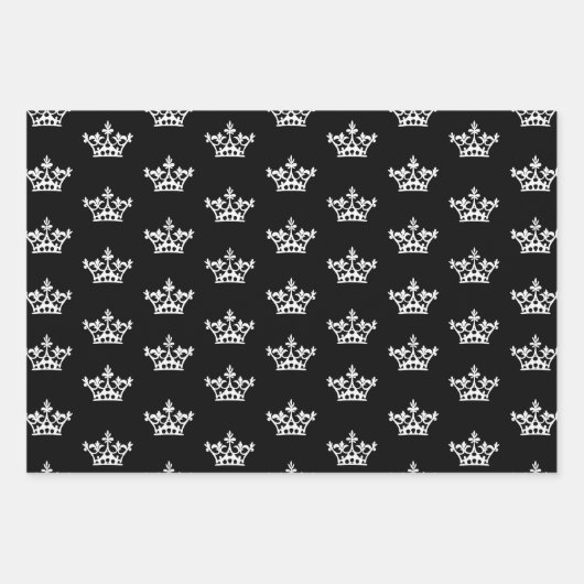 Weiße Kronen Geschenkpapier Set (Vorderseite 2)