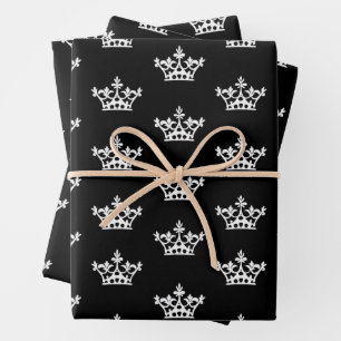 Weiße Kronen Geschenkpapier Set
