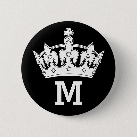 Weiße Kronenmonogramm Personalisiert Button (Vorderseite)