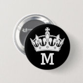 Weiße Kronenmonogramm Personalisiert Button (Vorne & Hinten)