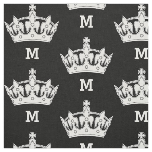 Weiße Kronenmonogramm Personalisiert Stoff (Muster)