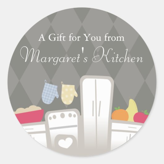 Weiße Küche Früchte Teig Bäckerei Paket Sticke... Runder Aufkleber (Vorderseite)