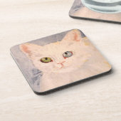 Weiße Küche mit blauem Auge und grünem Auge Geträn Getränkeuntersetzer (Linke Seite)