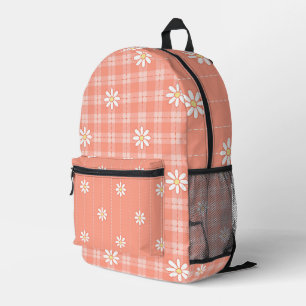 WEISSE KÜCHE MIT KARIERTEN PATTERN AUS PASTEL ORAN BEDRUCKTER RUCKSACK