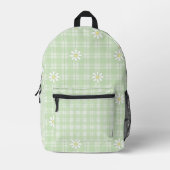 WEISSE KÜCHE MIT PASTEL GRÜNEN KARIERTEN PATTERN BEDRUCKTER RUCKSACK (Vorderseite)