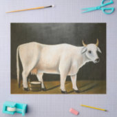 Weiße Kuh auf schwarzem Hintergrund (Landtier) Seidenpapier (Basteln)