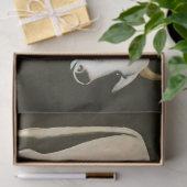 Weiße Kuh auf schwarzem Hintergrund (Landtier) Seidenpapier (Geschenk)