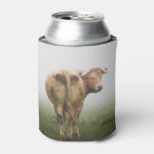 Weiße Kuh Bulle mit Blick zurück in ein Foggy Feld Dosenkühler (Kanne Vorderseite)