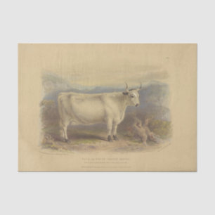 Weiße Kuh-Ephemere-Decoupage-Vintage-Farm Seidenpapier