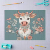 Weiße Kuh mit Blume Seidenpapier (Basteln)