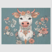 Weiße Kuh mit Blume Seidenpapier (Vorderseite)