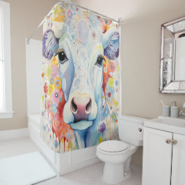 Weiße Kuh mit weißer Farbe Weichweich Duschvorhang