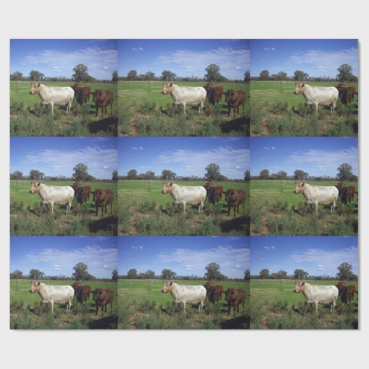 Weiße Kuh und ihre Herde, Geschenkpapier (Flach)