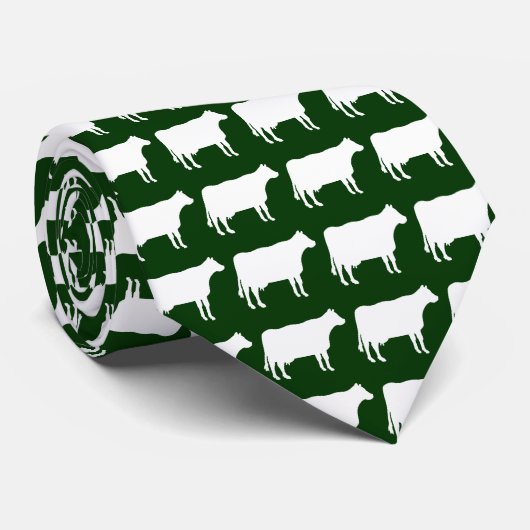 Weiße Kühe - Dunkelgrün Krawatte (Gerollt)