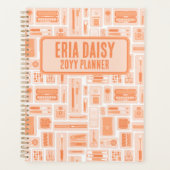 Weiße Kunst liefert Muster Peach Orange Planer (Vorderseite)