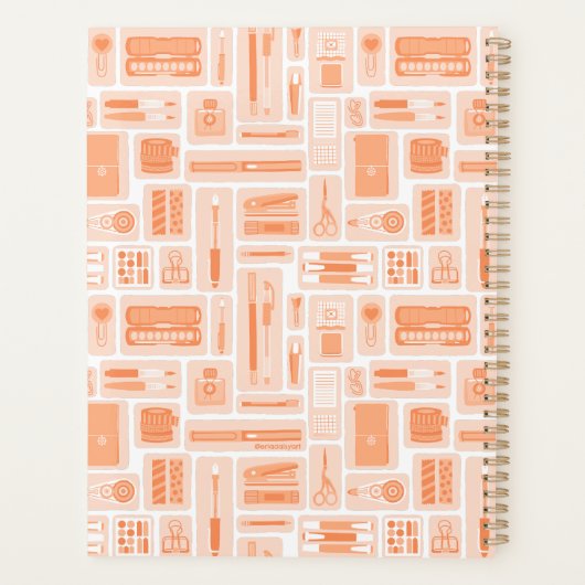 Weiße Kunst liefert Muster Peach Orange Planer (Rückseite)