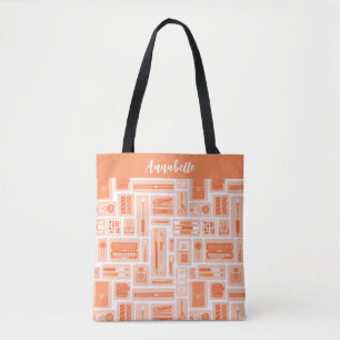 Weiße Kunst liefert Muster Peach Orange Tasche