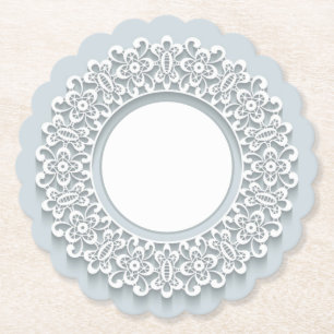 Weiße Kunststoffspitze Elegante Vintage-Papierserv Untersetzer