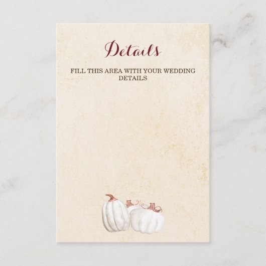 Weiße Kürbis Ernte Begleitkarte (Vorderseite)