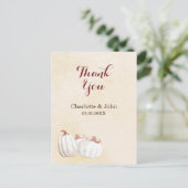 Weiße Kürbis fallen Ernte Hochzeit danke Postkarte (Stehend Vorderseite)