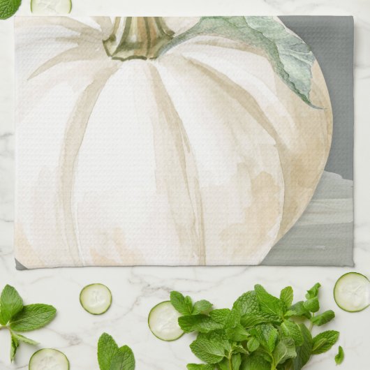 Weiße Kürbis Geschirrtuch (Gefaltet)