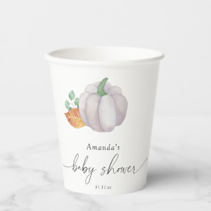 Weiße Kürbis-Herbst-Baby-Party  Pappbecher