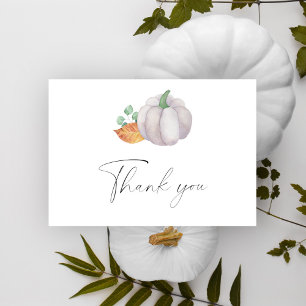 Weiße Kürbis-Herbst-Babyparty - Dankeskarten Dankeskarte