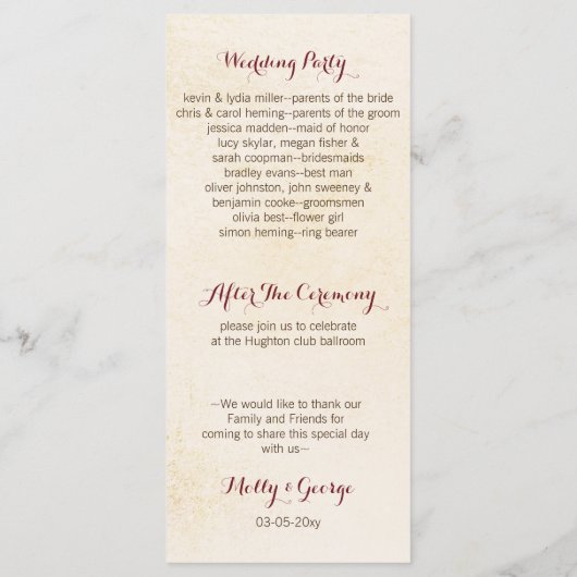 Weiße Kürbis Herbst Ernte Programme Hochzeit (Rückseite)