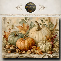 Weiße Kürbis Herbsternte Decoupage
