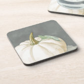 Weiße Kürbis im Bauernhof Getränkeuntersetzer (Linke Seite)