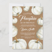 Weiße Kürbis-Kürbis-Kürbis-Kürbis-Babydusche Einladung (Vorderseite)