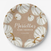 Weiße Kürbis-Kürbis-Kürbis-Kürbis-Babydusche Pappteller (Vorderseite)