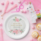 Weiße Kürbis mit rosa Blütengrün Pappteller (Party)